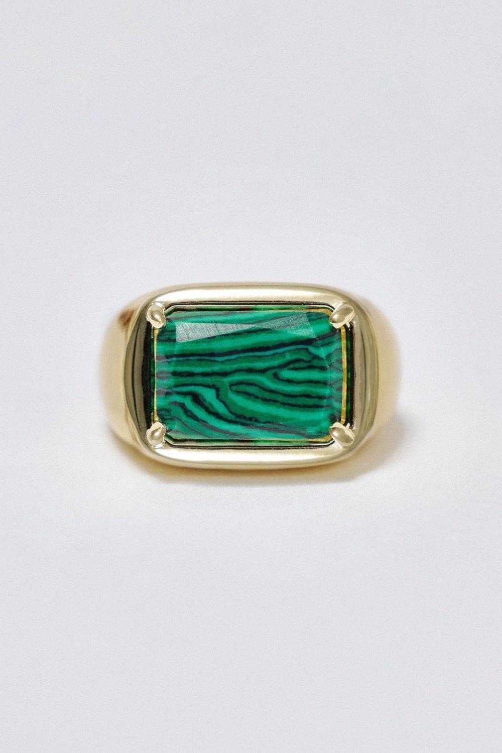 Ring With Rectangular Stone, Green, large image number 0