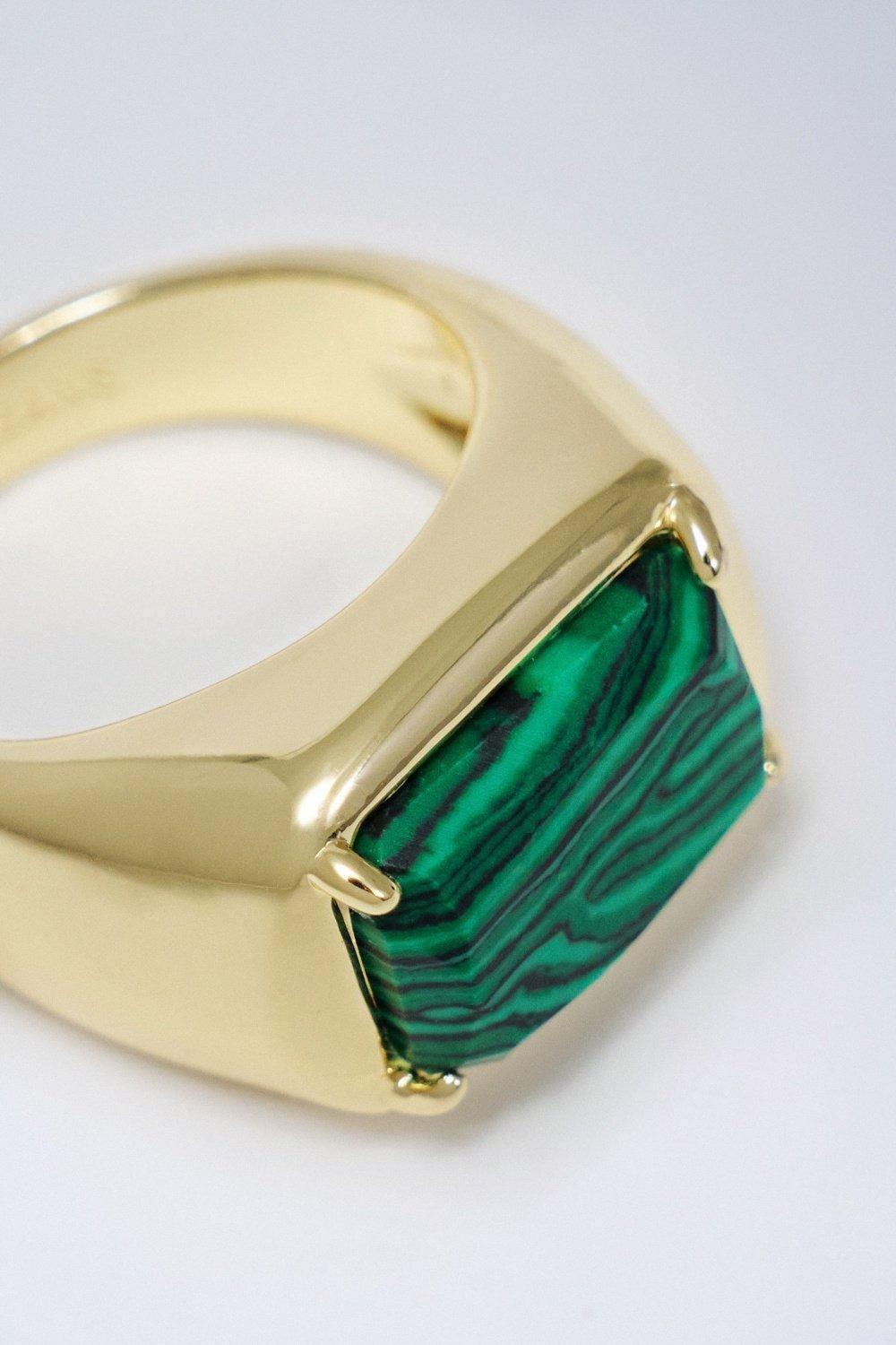 Ring With Rectangular Stone, Green, large image number 2