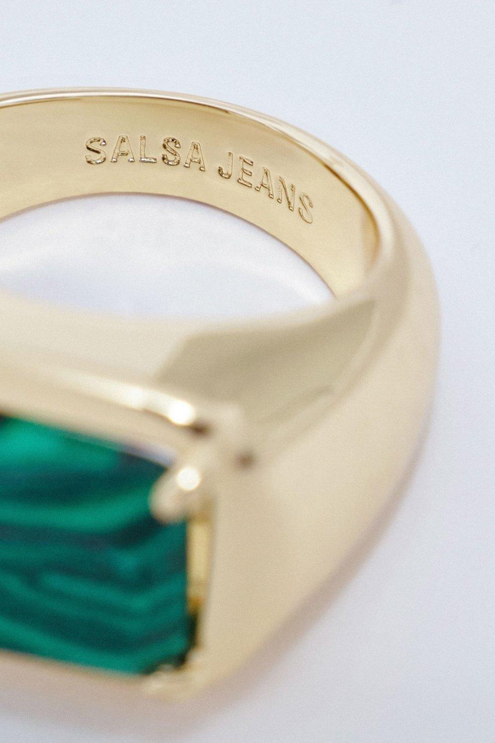 Ring With Rectangular Stone, Green, large image number 3