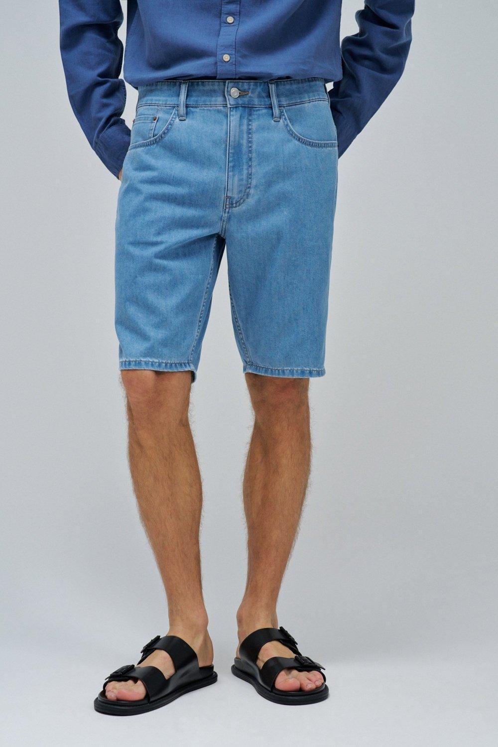 BLUE REGULAR FIT SHORTS, , large image number 0