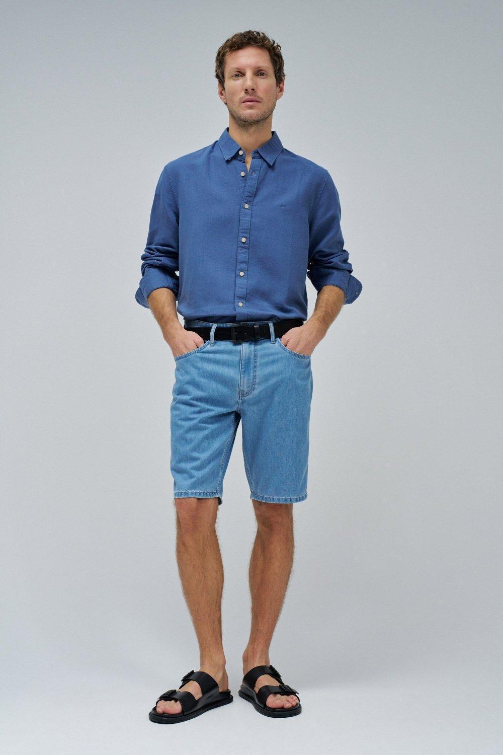 BLUE REGULAR FIT SHORTS, , large image number 1