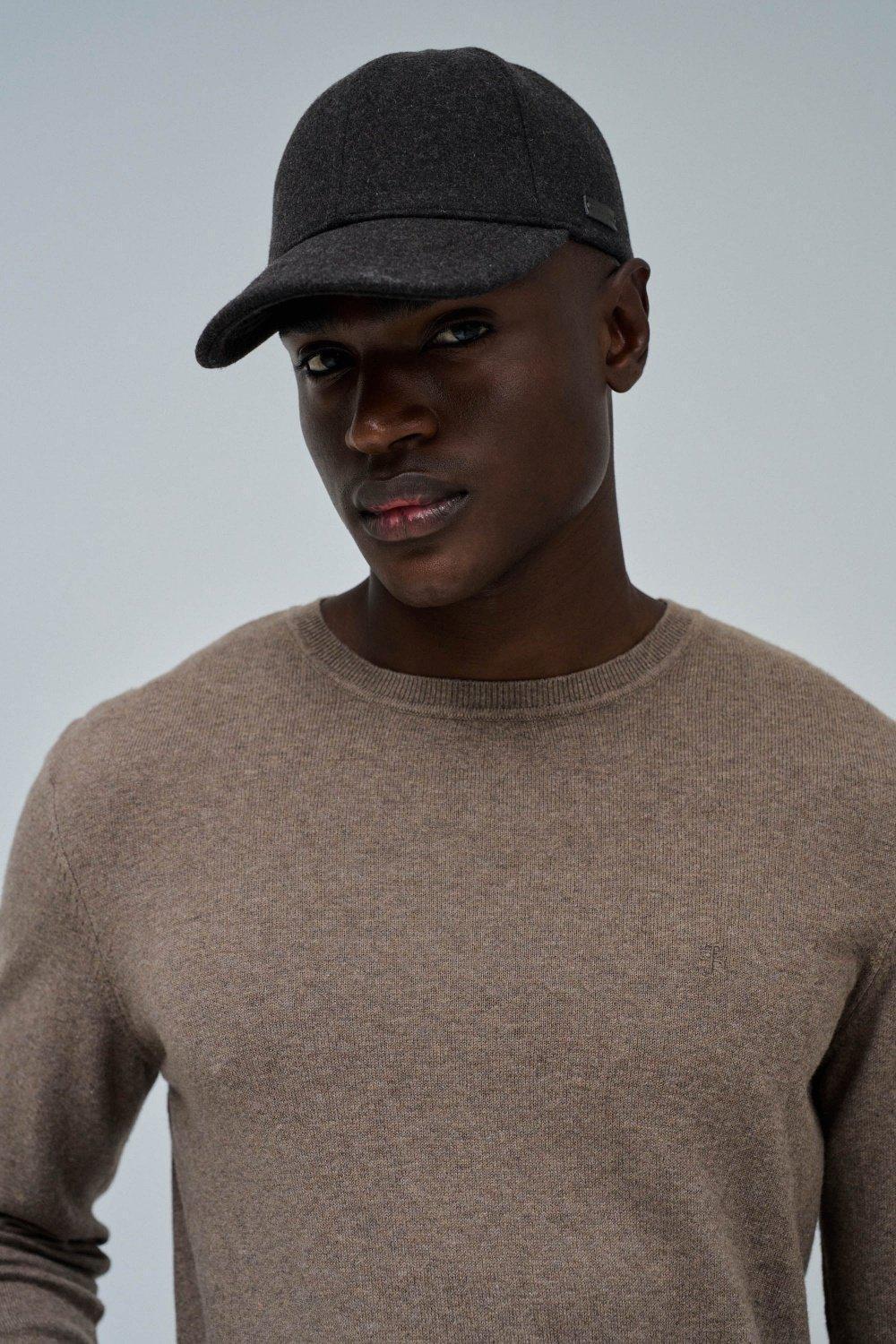 Brown Wool Cap, Brown, large image number 1