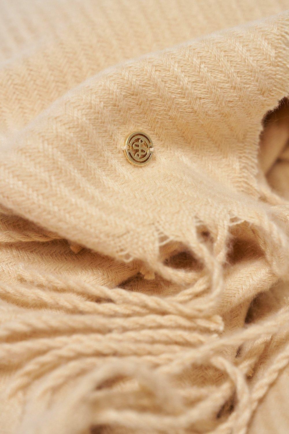 Scarf With Fringes , Cream, medium