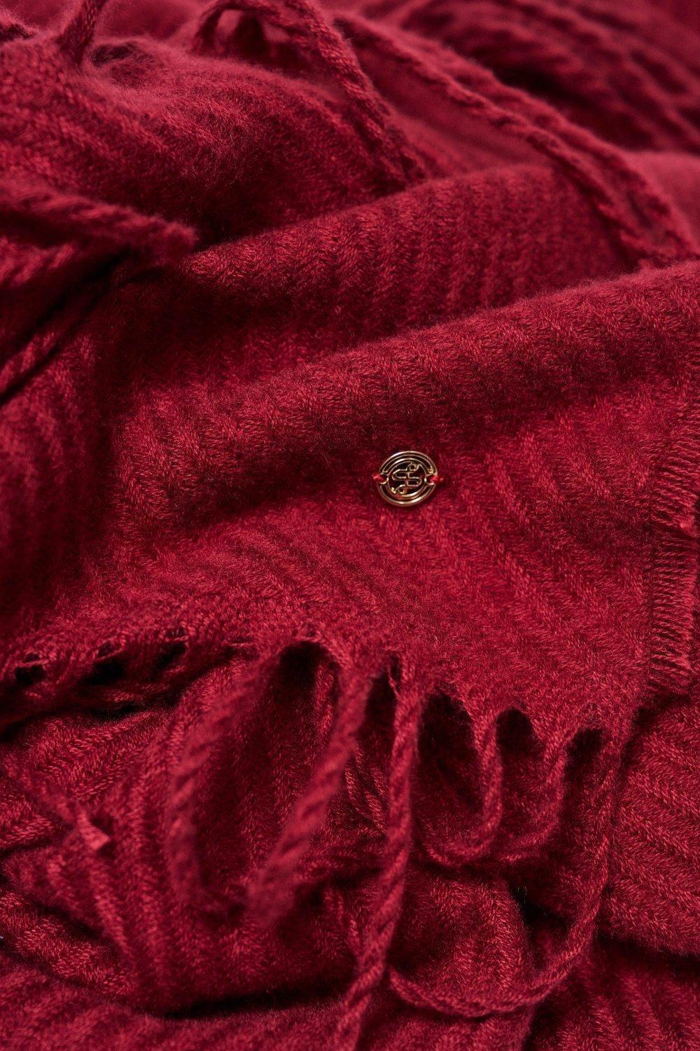 Scarf With Fringes , Red, medium