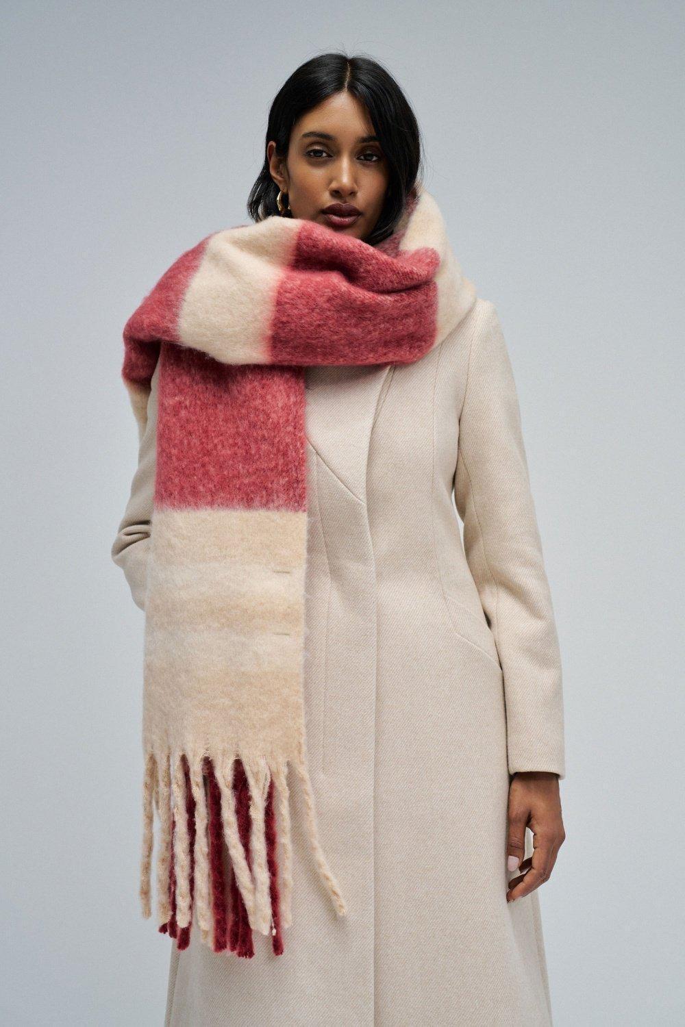 Scarf With Check Pattern, Red, large image number 1