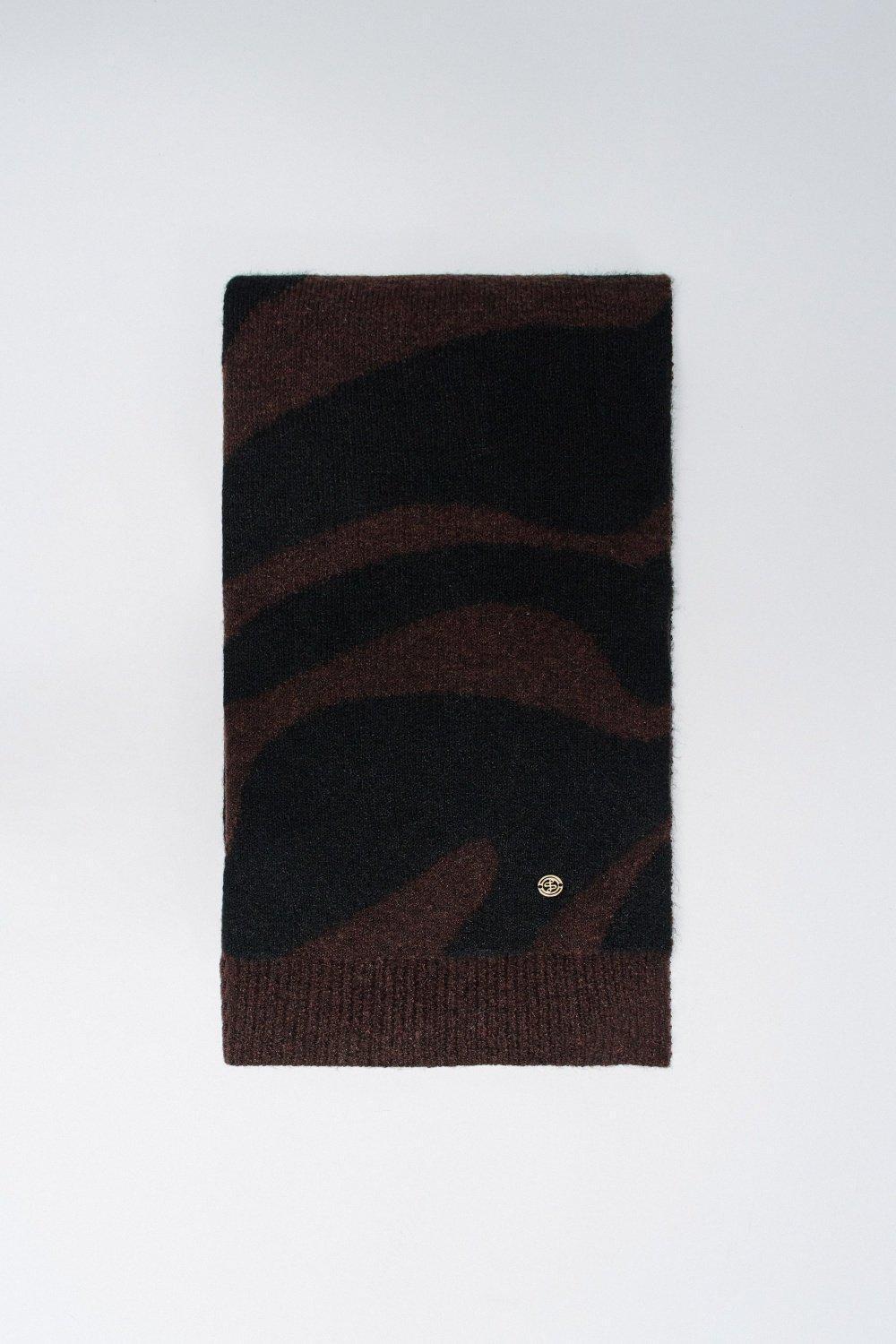 Animal Print Scarf, Brown, large image number 0
