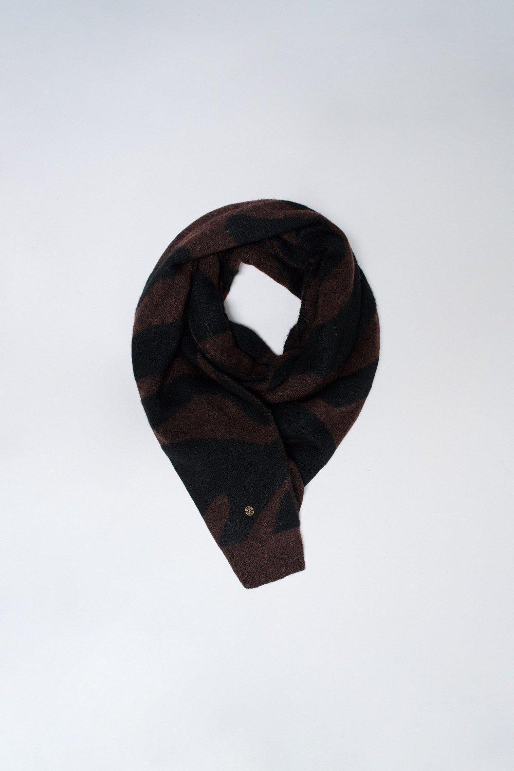 Animal Print Scarf, Brown, medium