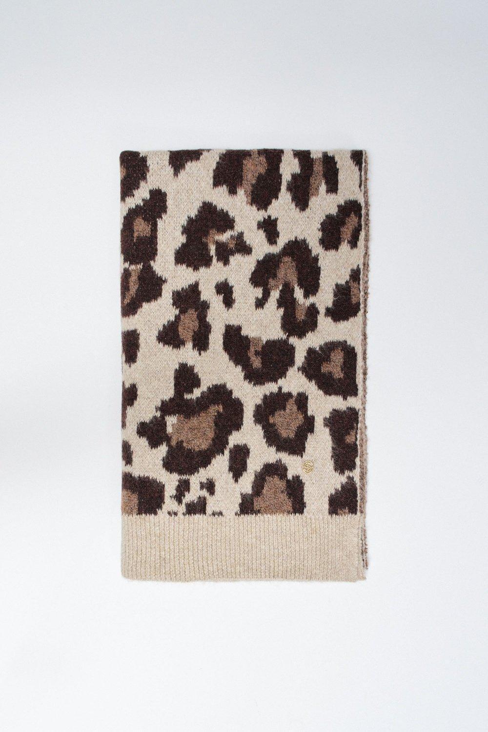 Animal Print Scarf, Cream, medium