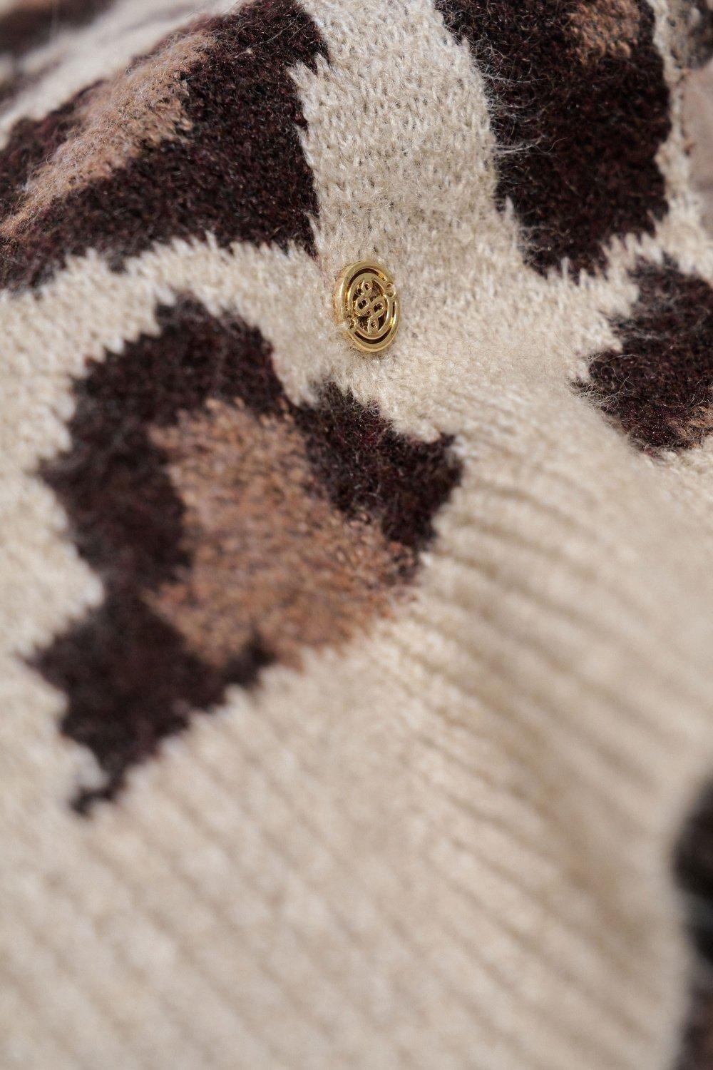 Animal Print Scarf, Cream, medium