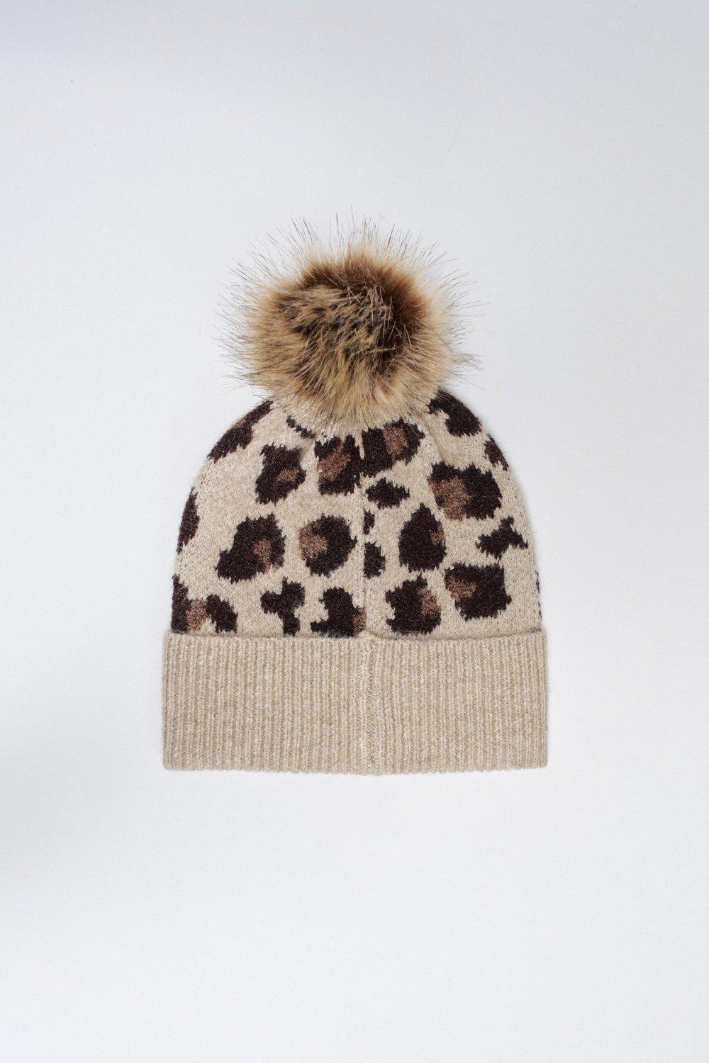 Animal Print Beanie, Navy, large image number 1