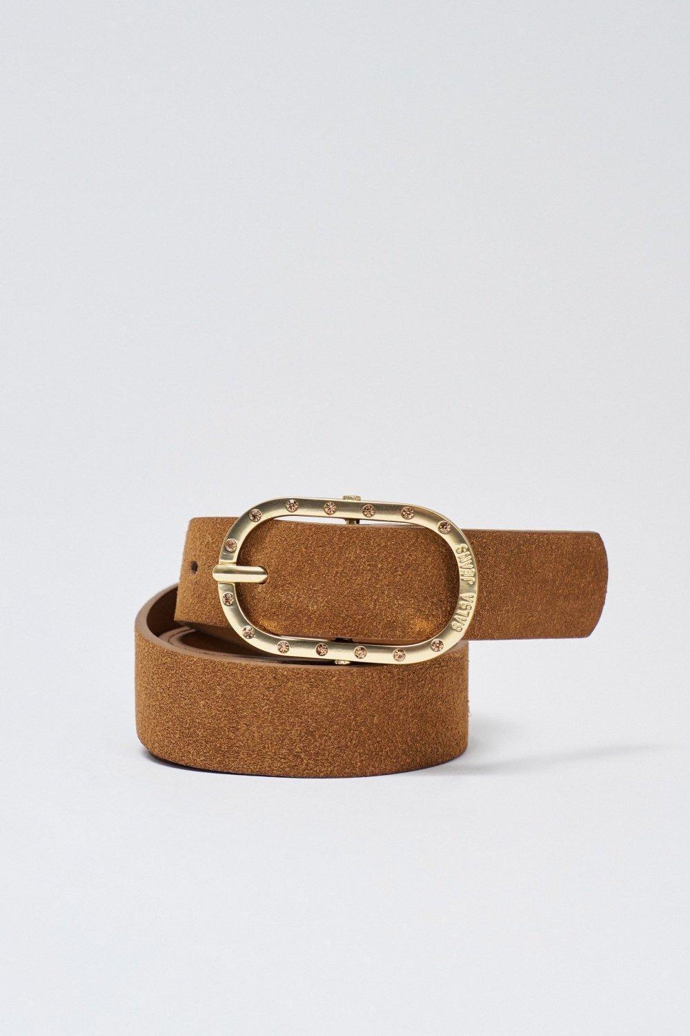 Leather Belt , Brown, medium
