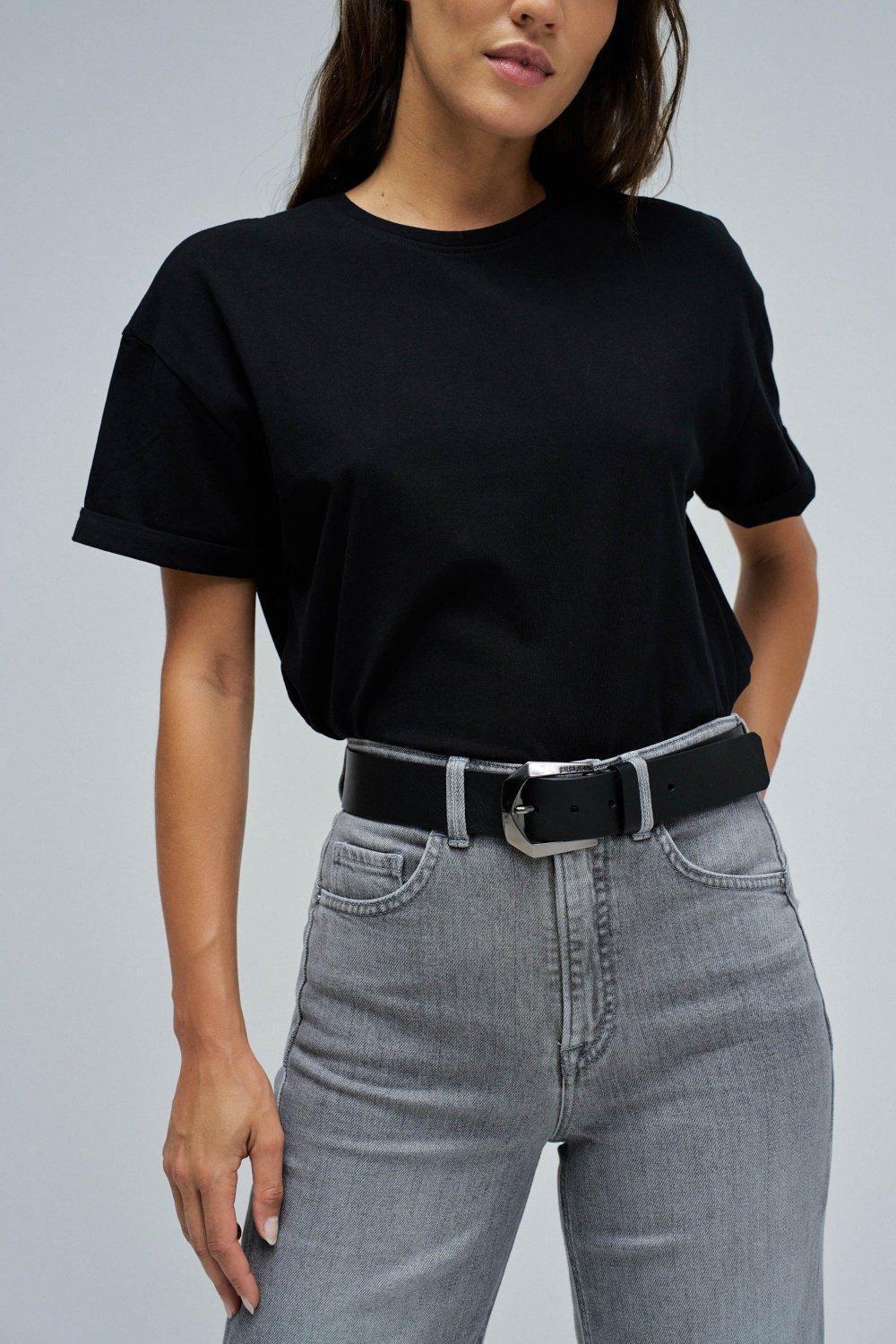 Black Leather Belt, , large image number 1