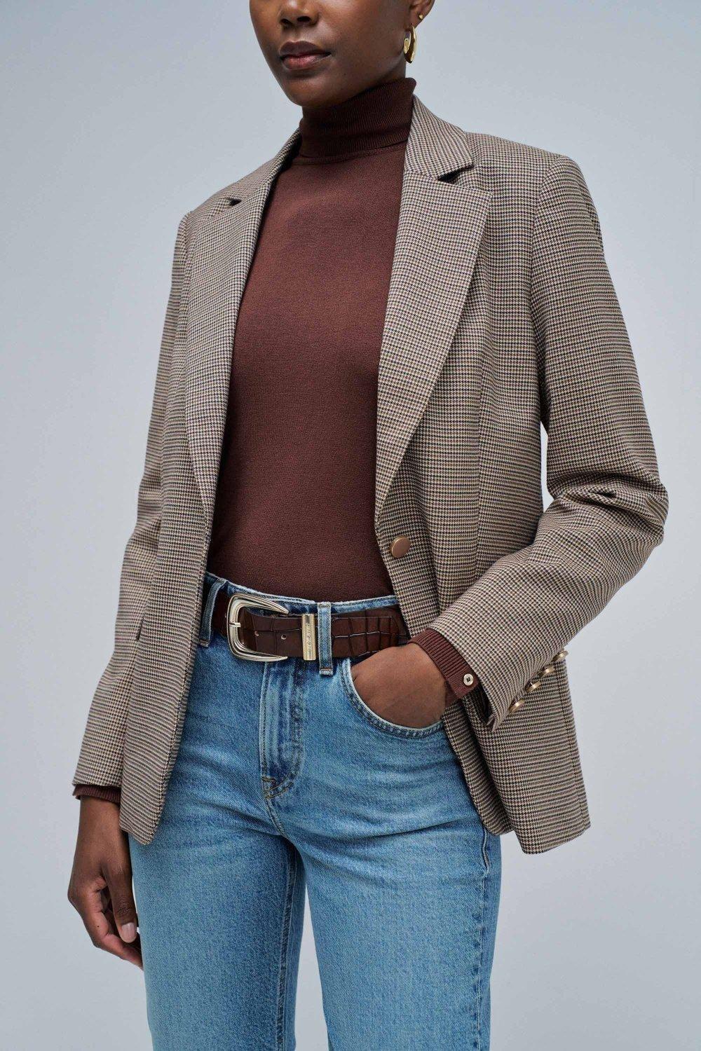 Leather Belt Crocodile Effects, Brown, medium