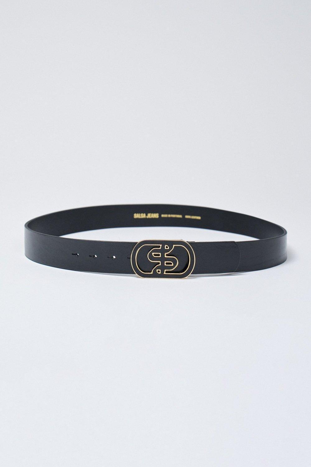 Leather Belt, Black, medium