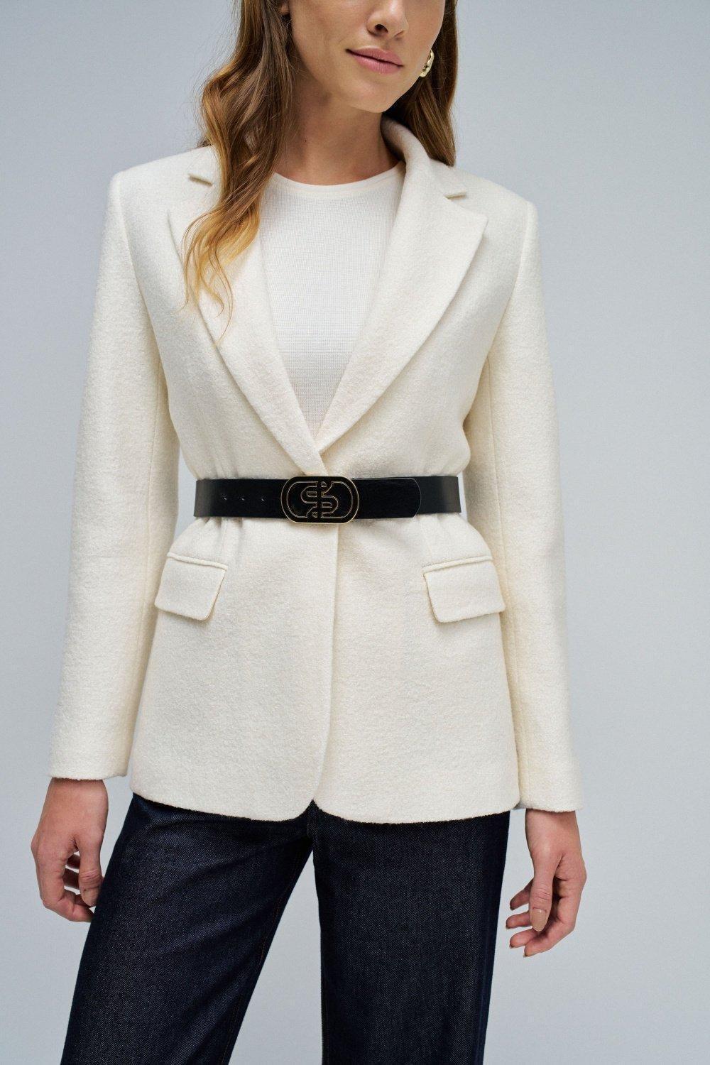 Leather Belt, Black, large image number 1