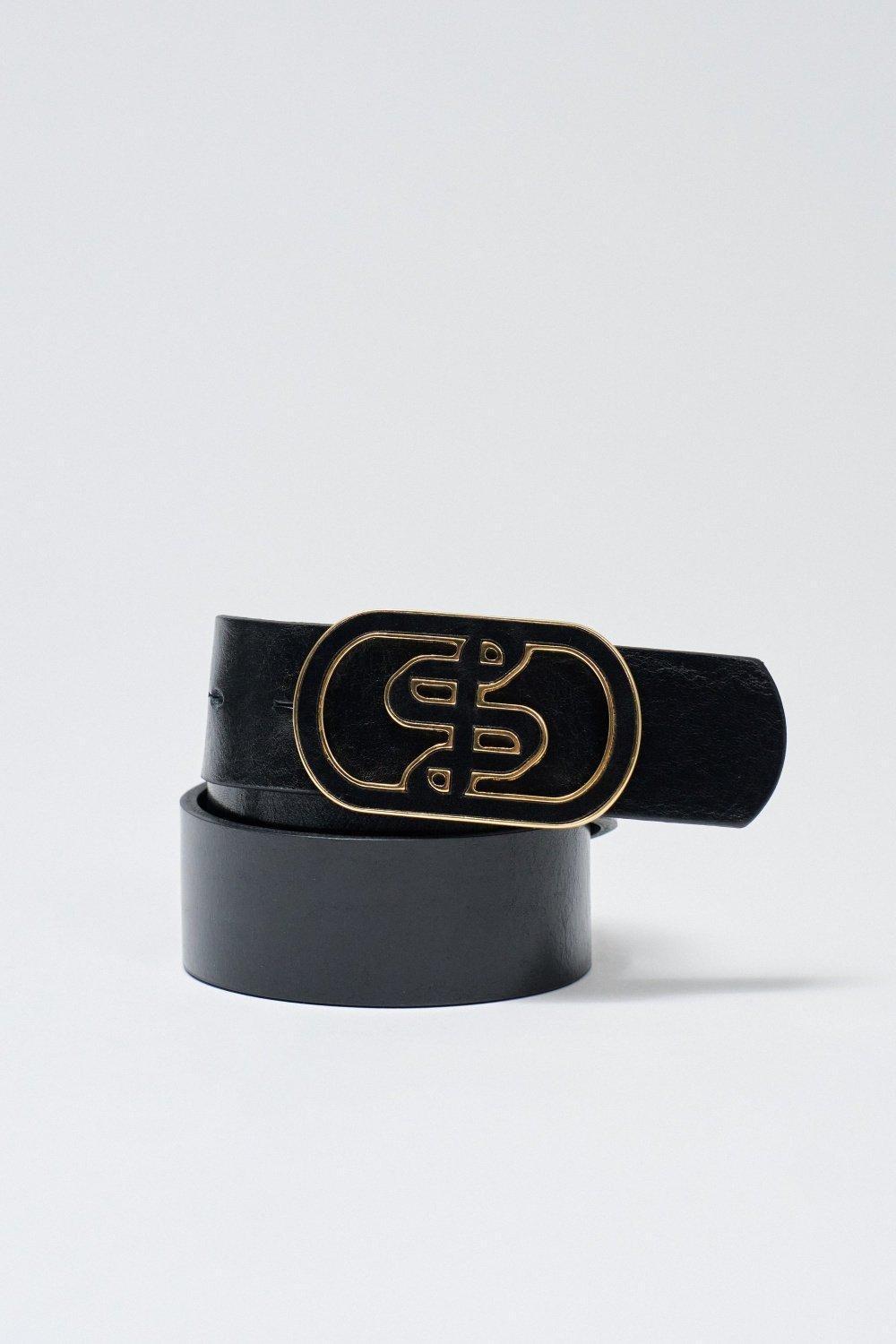 Leather Belt, Black, medium