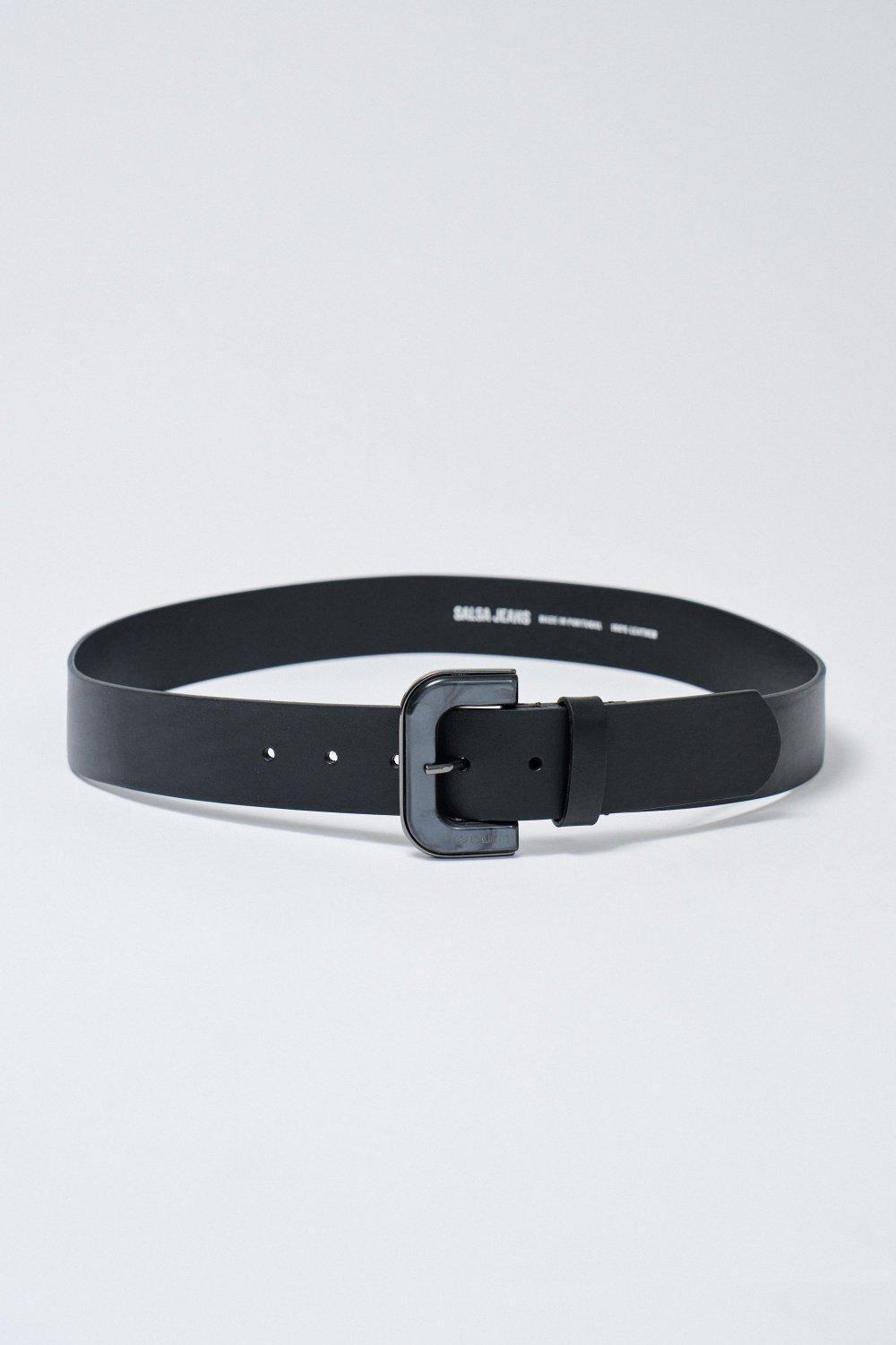 Leather Belt, Black, medium