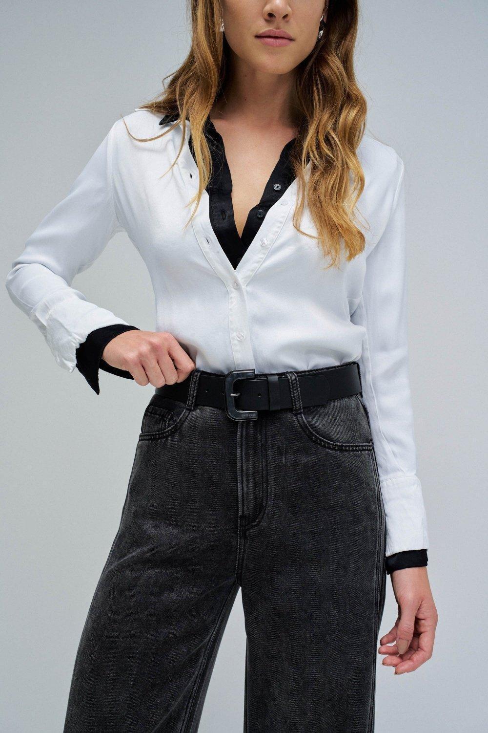 Leather Belt, Black, medium