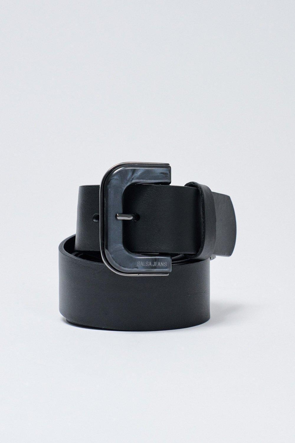 Leather Belt, Black, medium