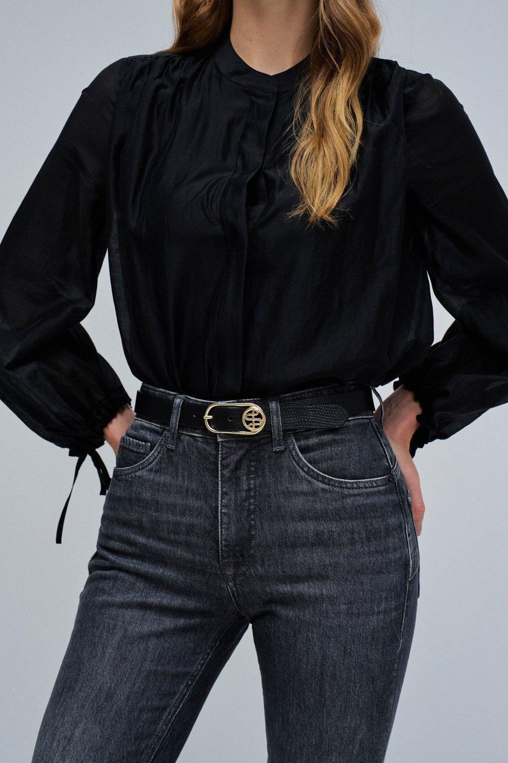 Leather Belt, Black, medium