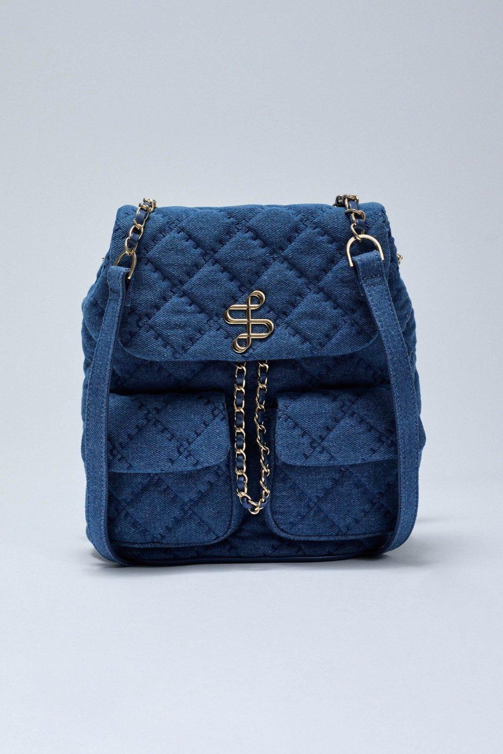 Denim Backpack, Navy, large image number 0