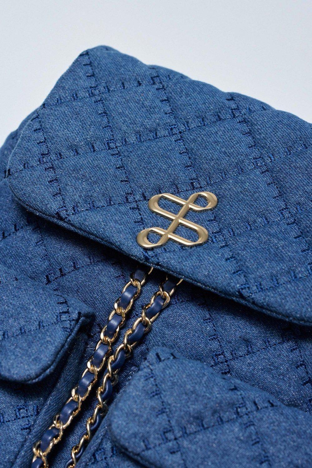 Denim Backpack, Navy, large image number 4