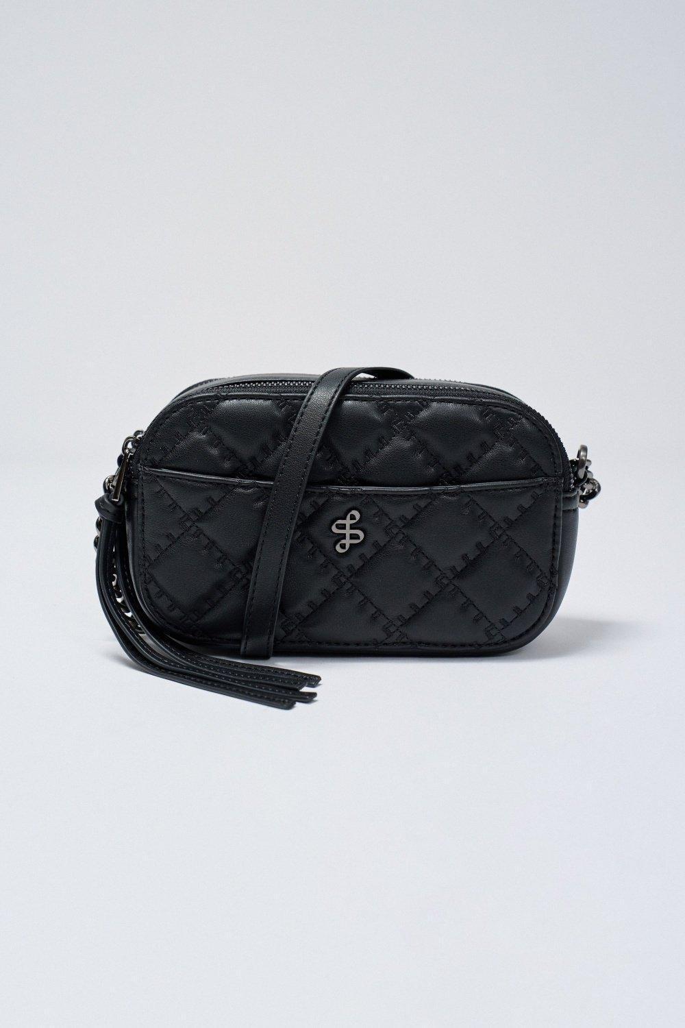 BLACK SMALL CROSSBODY BAG VEGAN LEATHER, No Colour, large image number 0