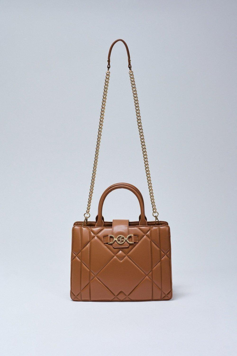 Padded Tote Bag Leather Effect, Brown, large image number 4