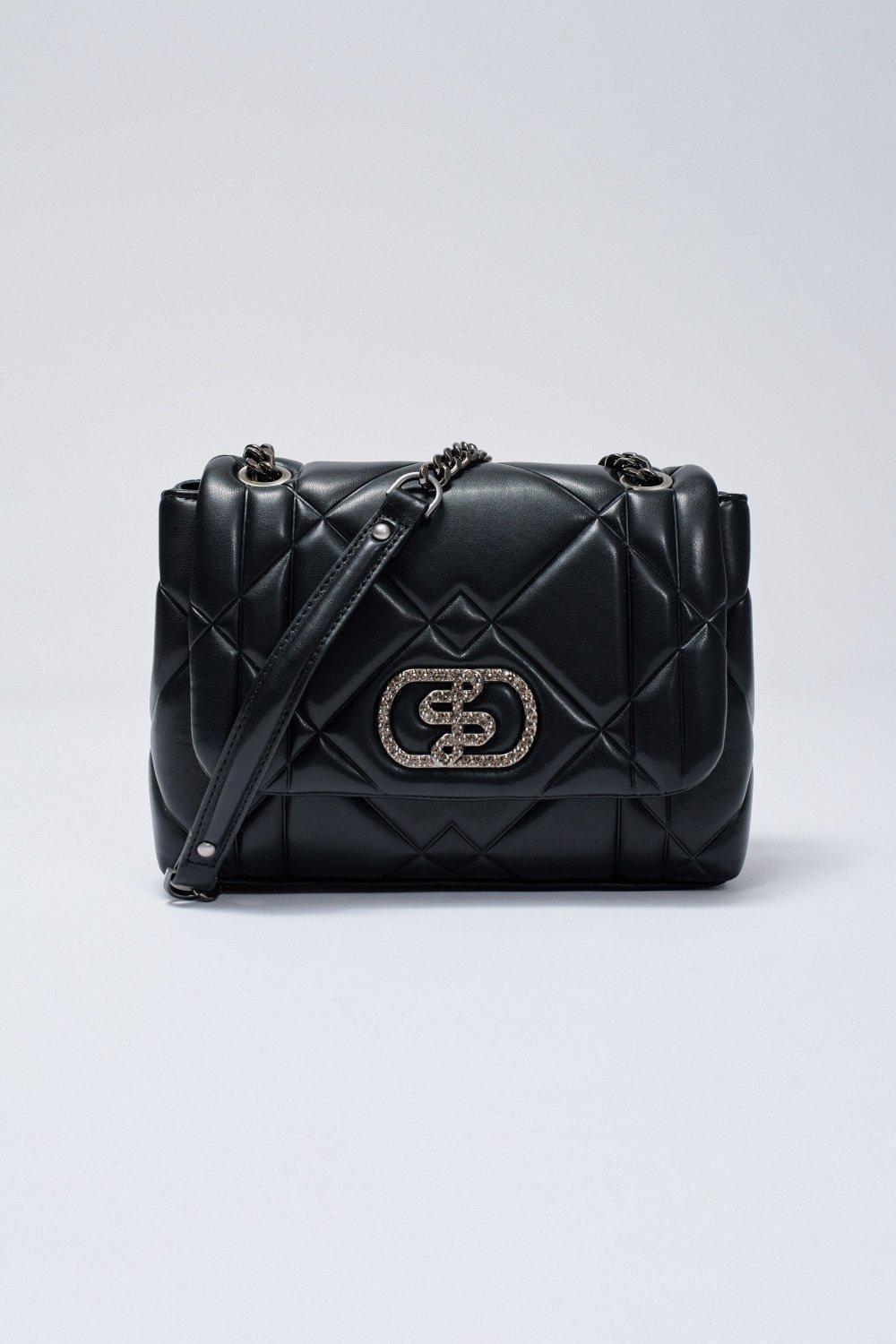 Padded Bag Leather Effect, Black, large image number 0