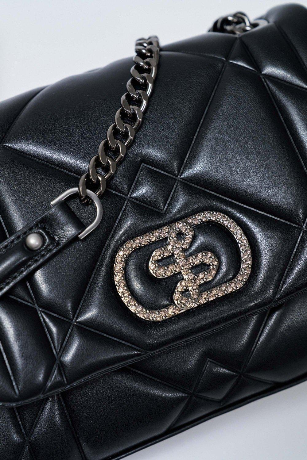 Padded Bag Leather Effect, Black, large image number 1