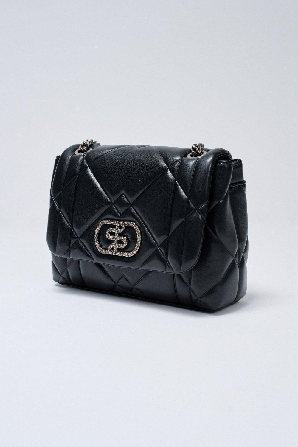 Padded Bag Leather Effect, Black, large image number 2