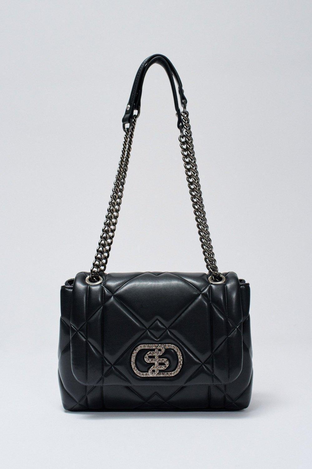 Padded Bag Leather Effect, Black, large image number 4