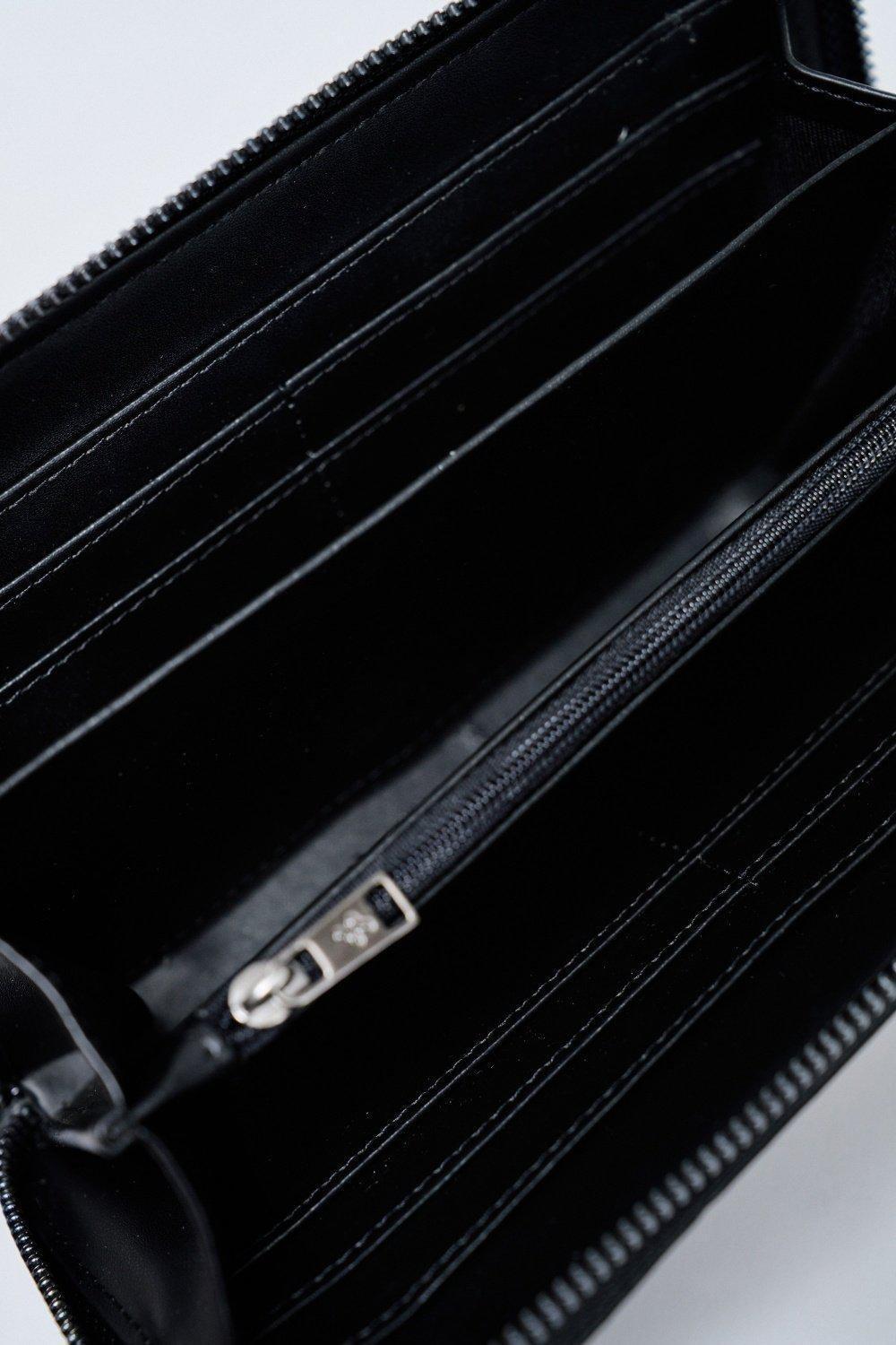 BLACK QUILTED LARGE WALLET WITH RIVETS, No Colour, large image number 1