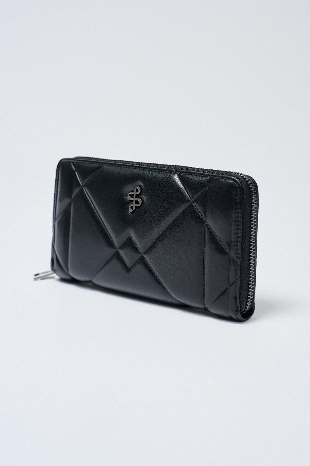 BLACK QUILTED LARGE WALLET WITH RIVETS, No Colour, large image number 2