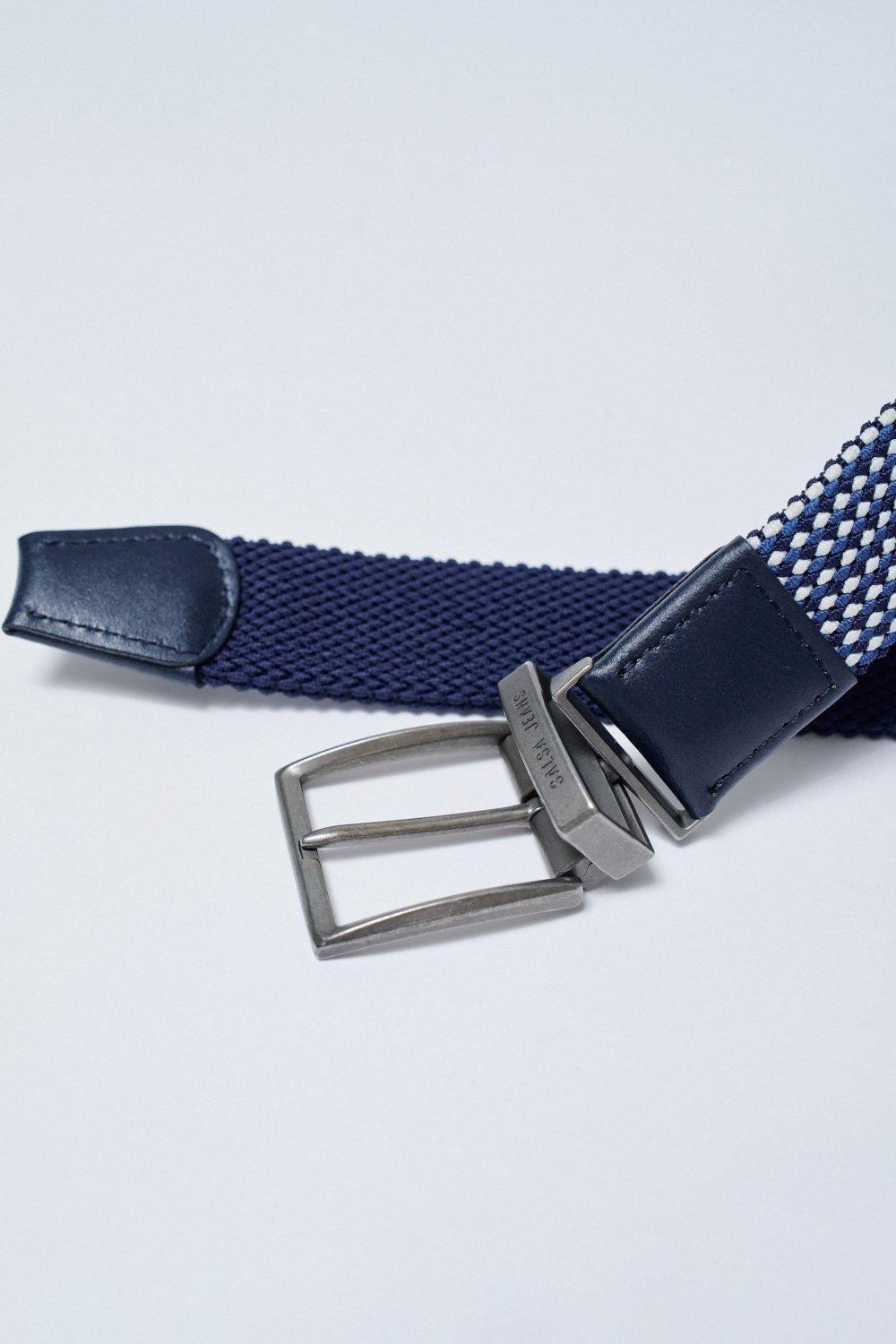 Elastic Braided Belt , Blue, medium