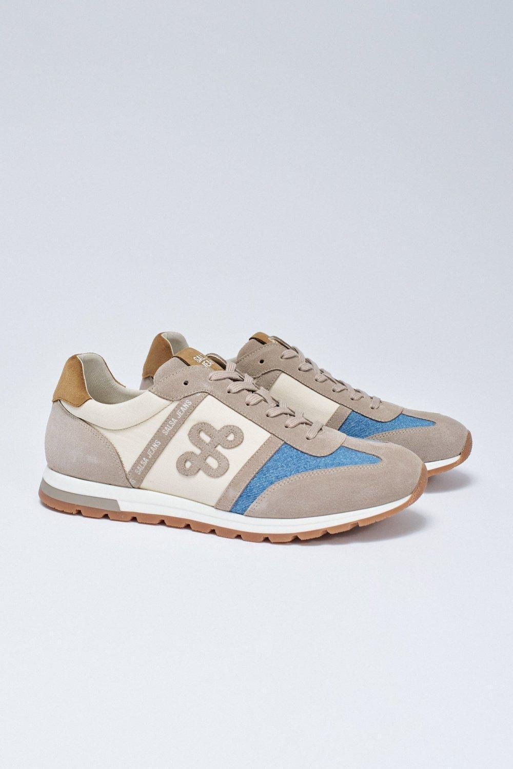 Beige Unisex Lace-Up Sneakers, , large image number 2