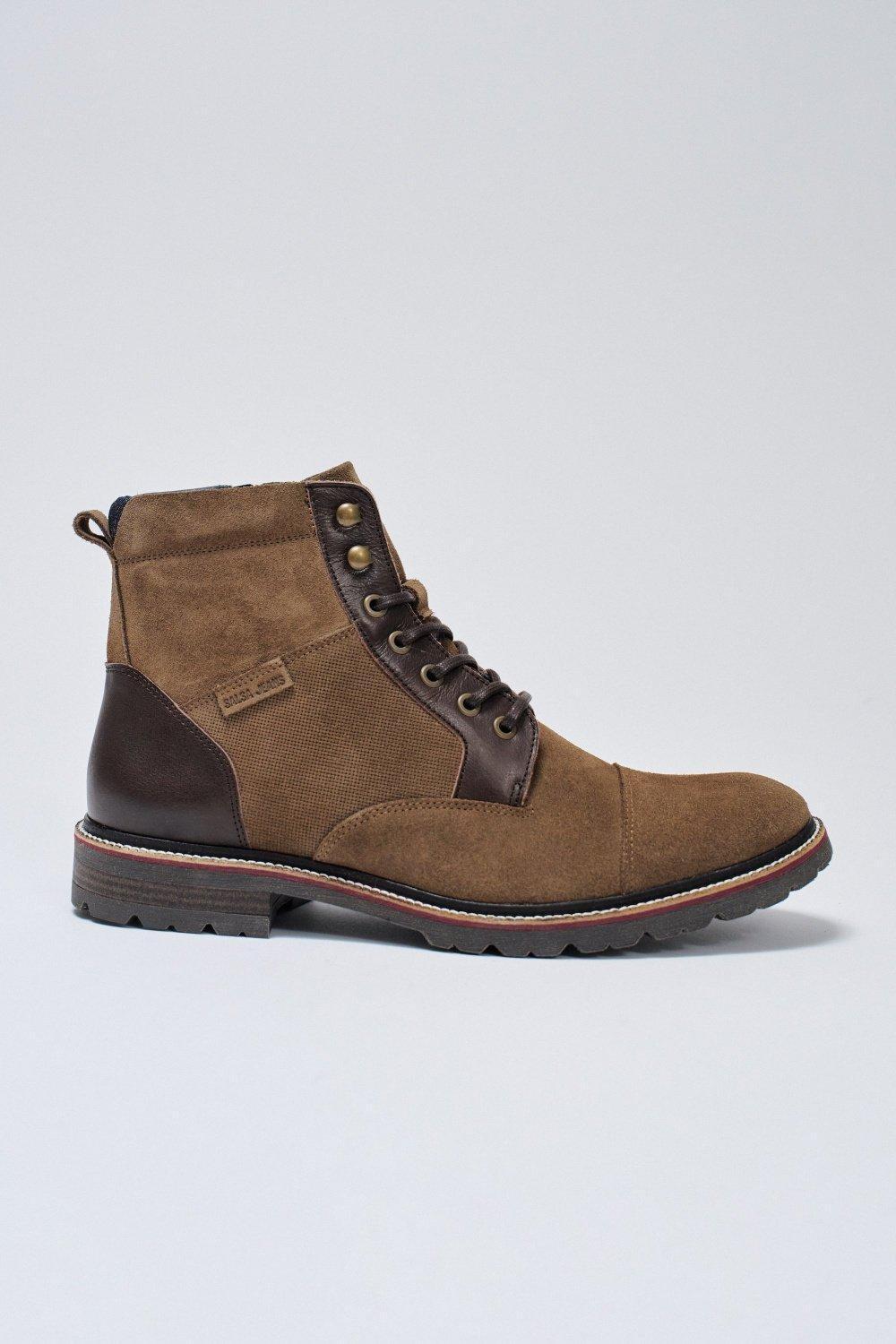 Suede Boots With Laces, Brown, large image number 0