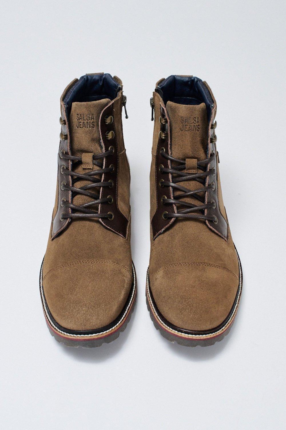 Suede Boots With Laces, Brown, large image number 3