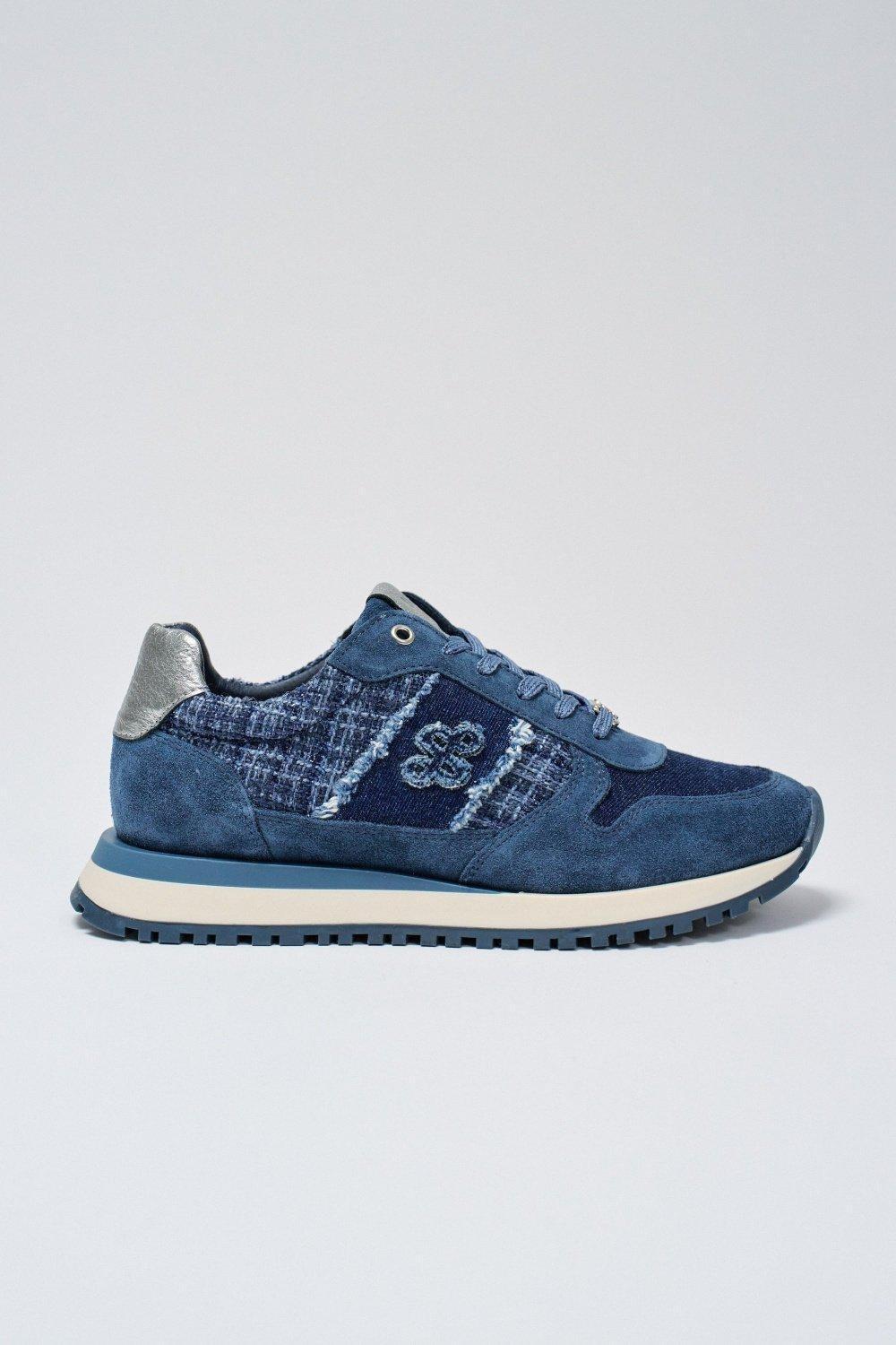 Blue Sneakers In Tweed, , medium