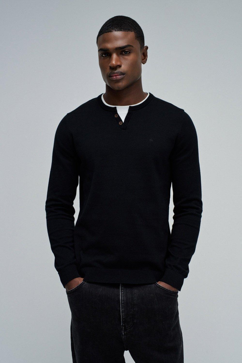 Knit Sweater, Black, large image number 0