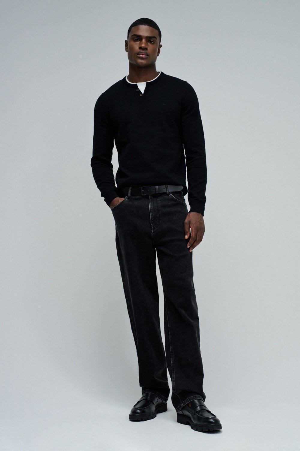 Knit Sweater, Black, large image number 1