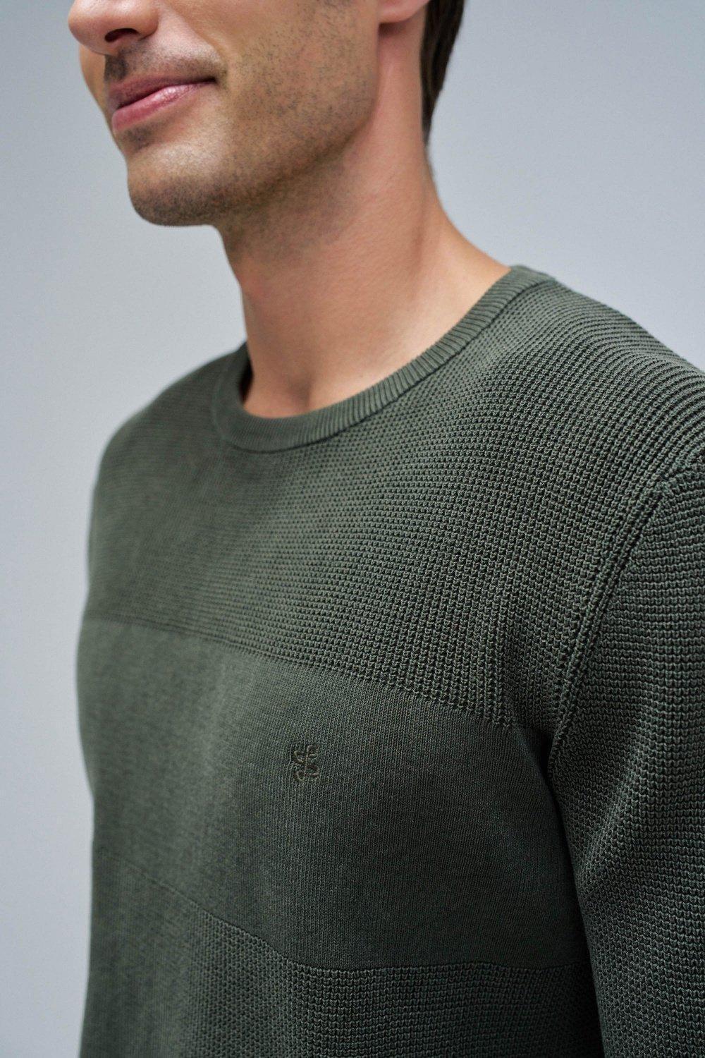Green Knitted Sweater With Texture, , large image number 4