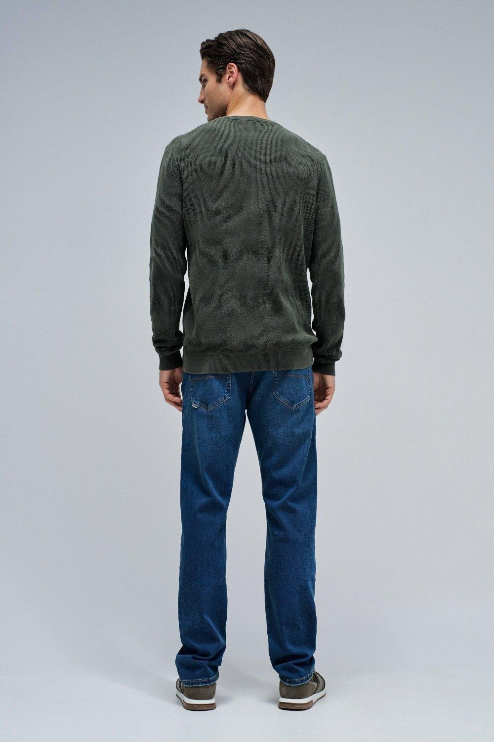 Knitted Sweater With Texture , Green, large image number 3