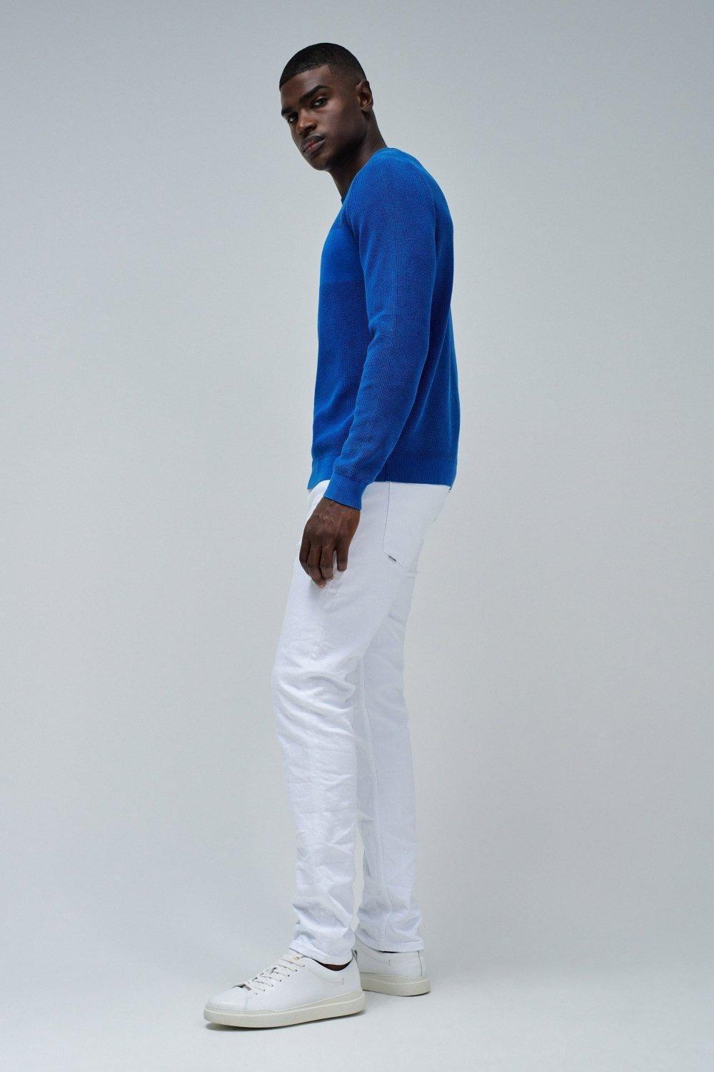 Knitted Sweater With Texture&nbsp;, Blue, medium