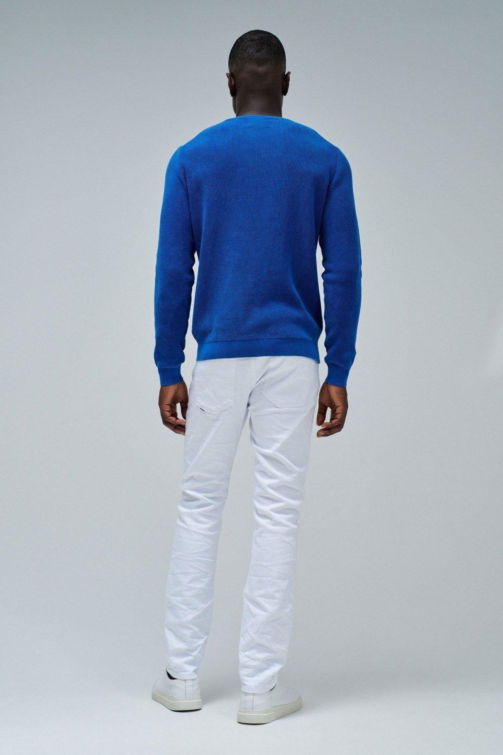 Knitted Sweater With Texture , Blue, large image number 3