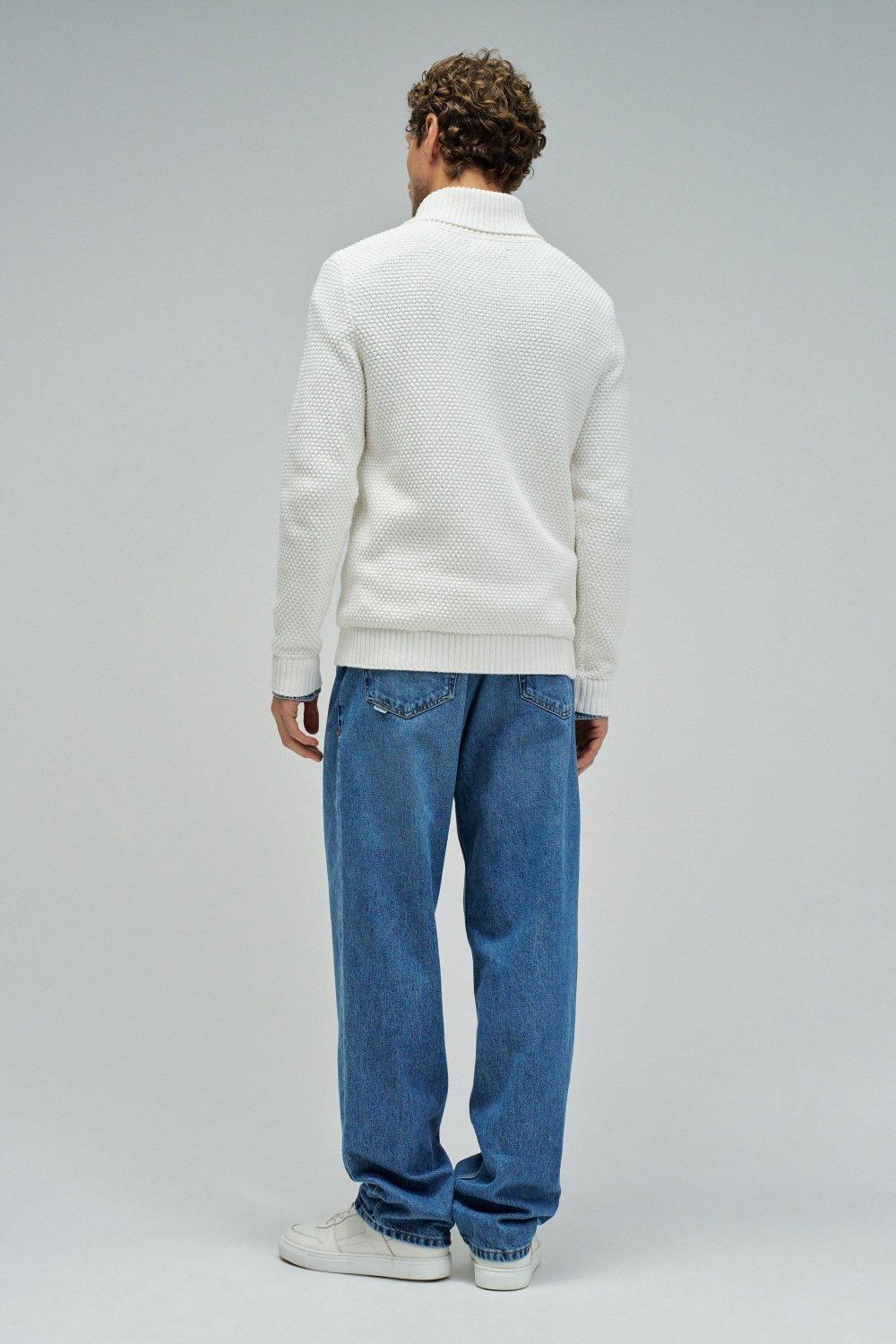 Heavy Knit Sweater With Shawl Collar, Pearl, large image number 3