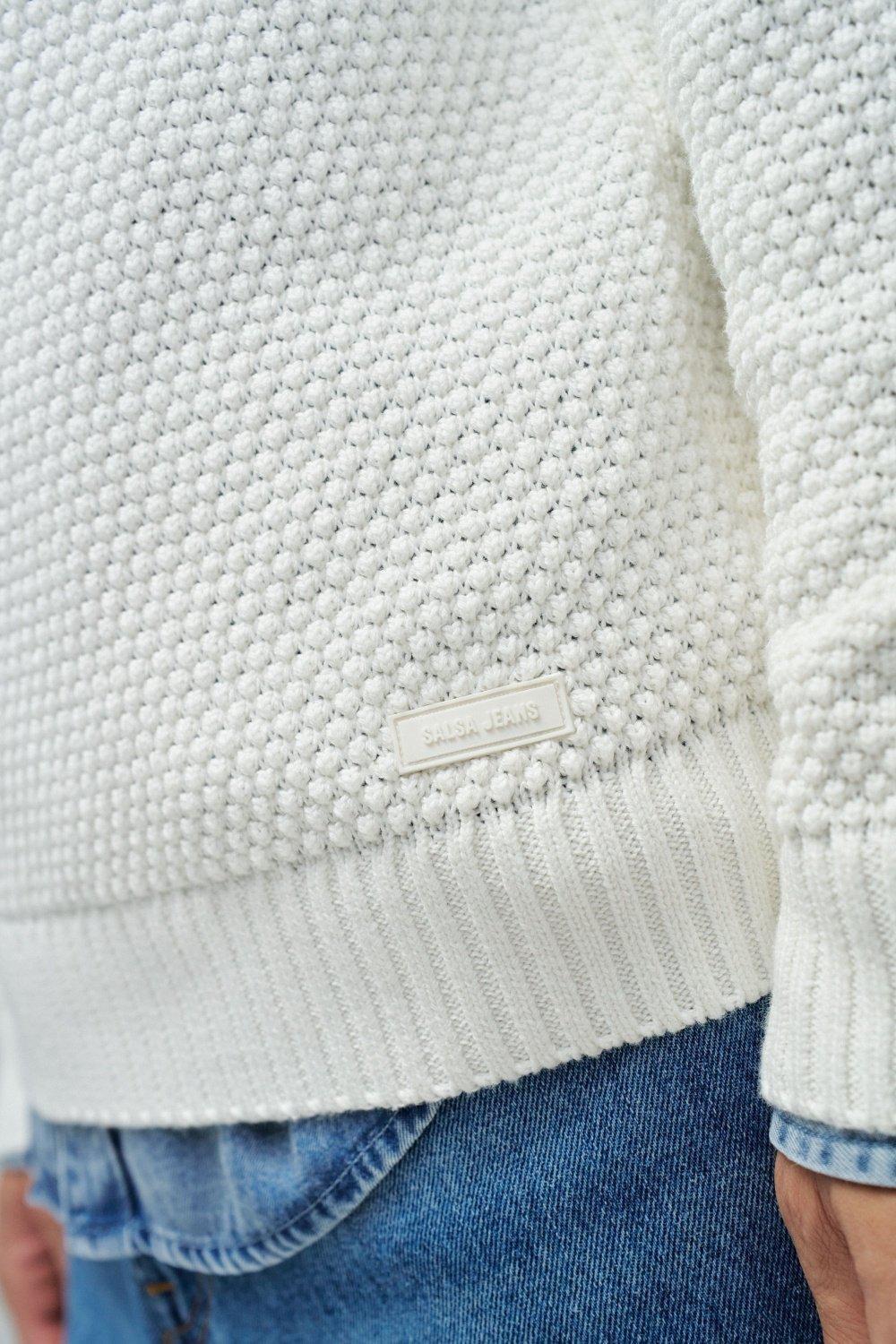 Heavy Knit Sweater With Shawl Collar, Pearl, large image number 4