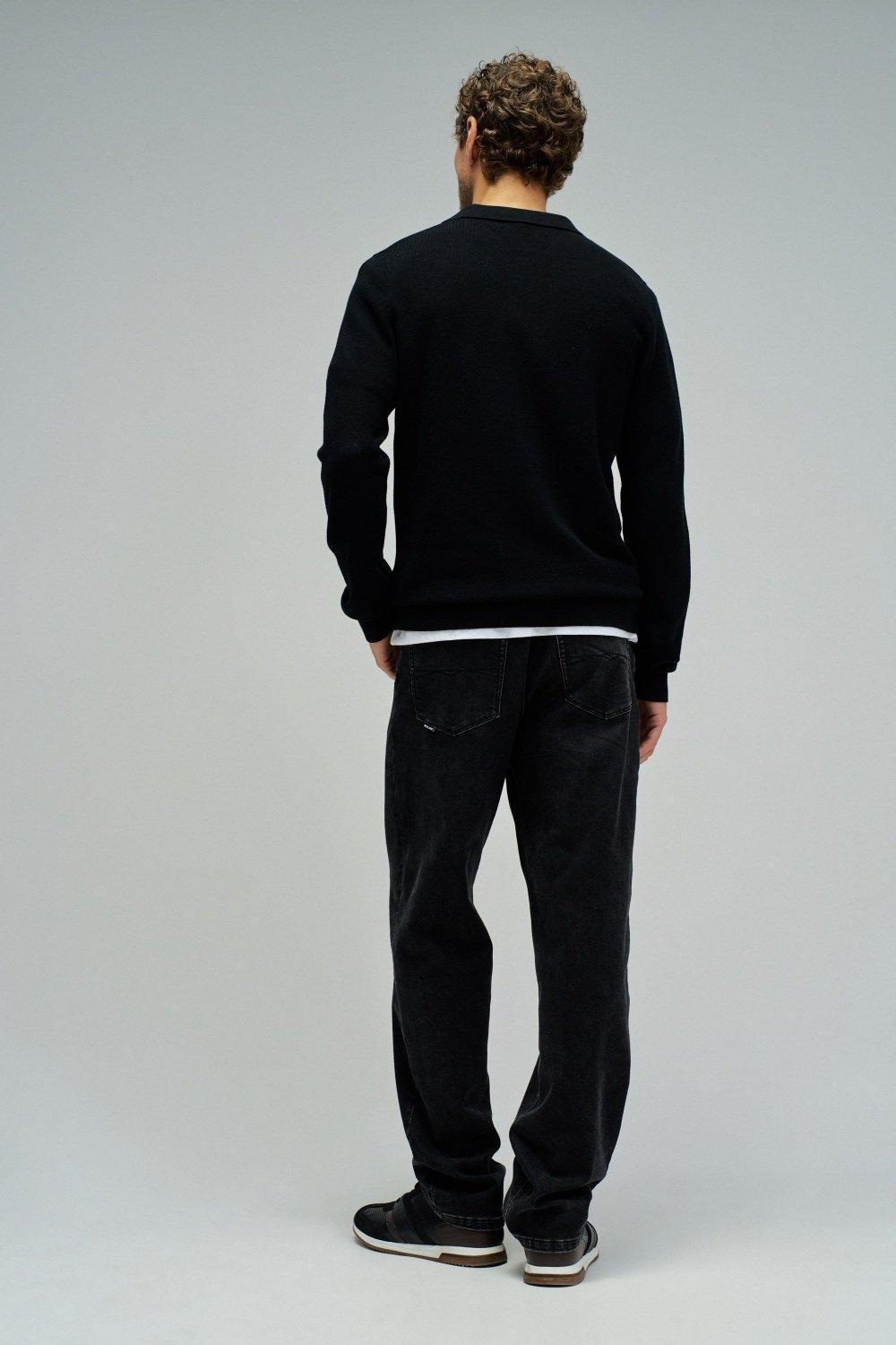Knit Sweater With Half Zip, Black, large image number 3