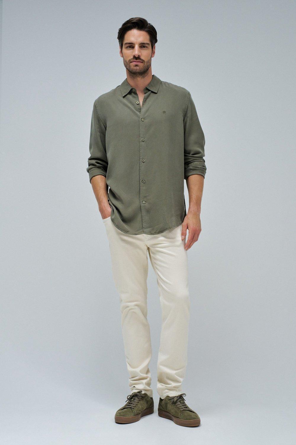 Khaki Solid Casual Shirt, , large image number 1