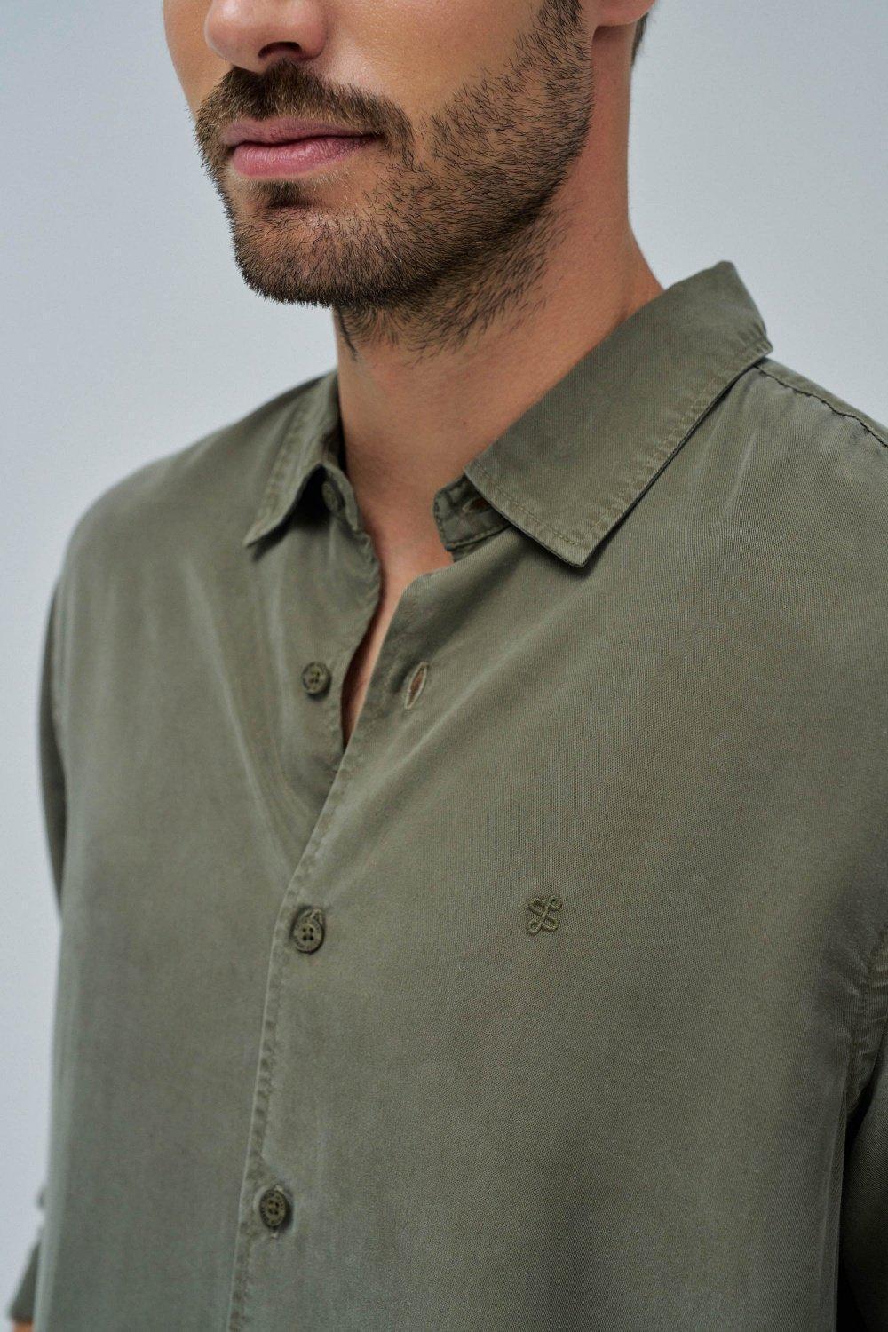 Khaki Solid Casual Shirt, , large image number 4